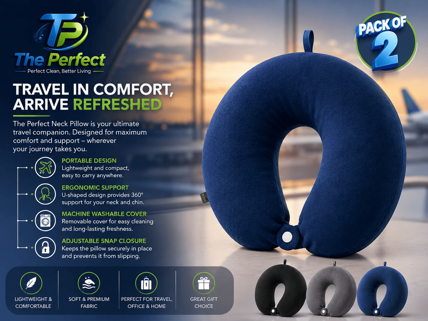 Perfect Neck Pillow (Pack of 2)